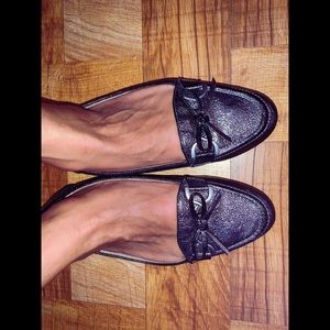 Silver glitter flats